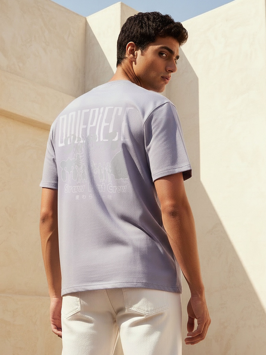 Men Relaxed Fit Crew Neck Short Sleeve One Piece Print T-Shirt