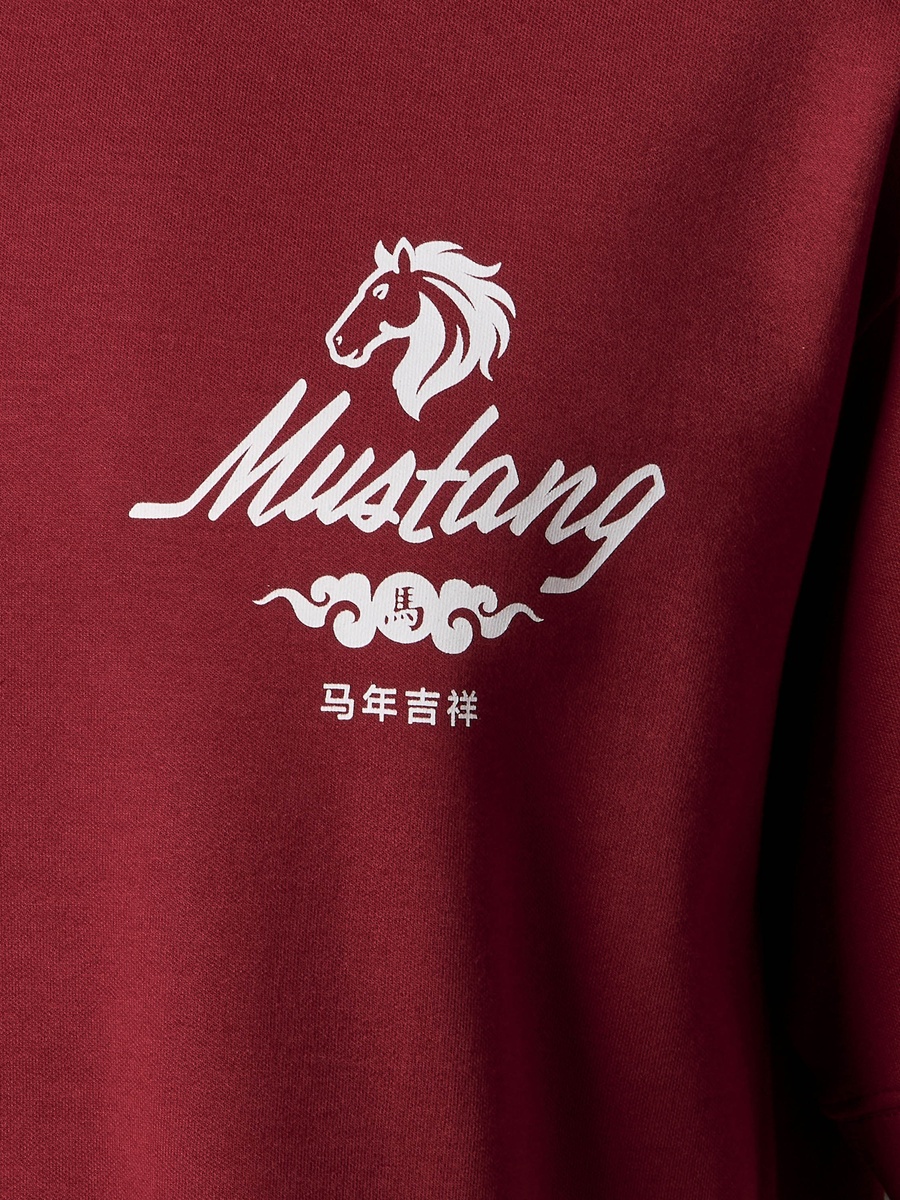 Men Regular Fit Crew Neck Short Sleeve Mustang Print T-Shirt