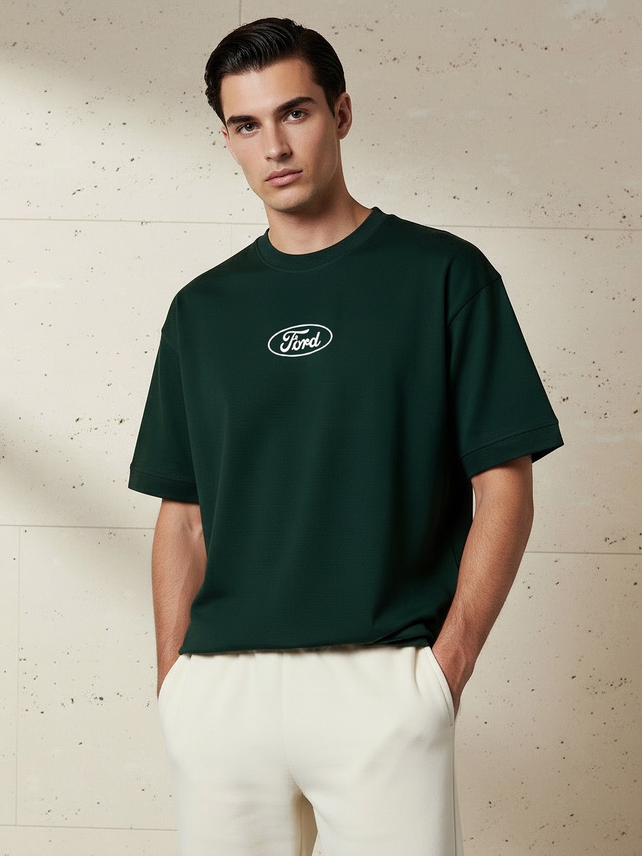 Men Regular Fit Crew Neck Short Sleeves Ford Bronco Print T-Shirt