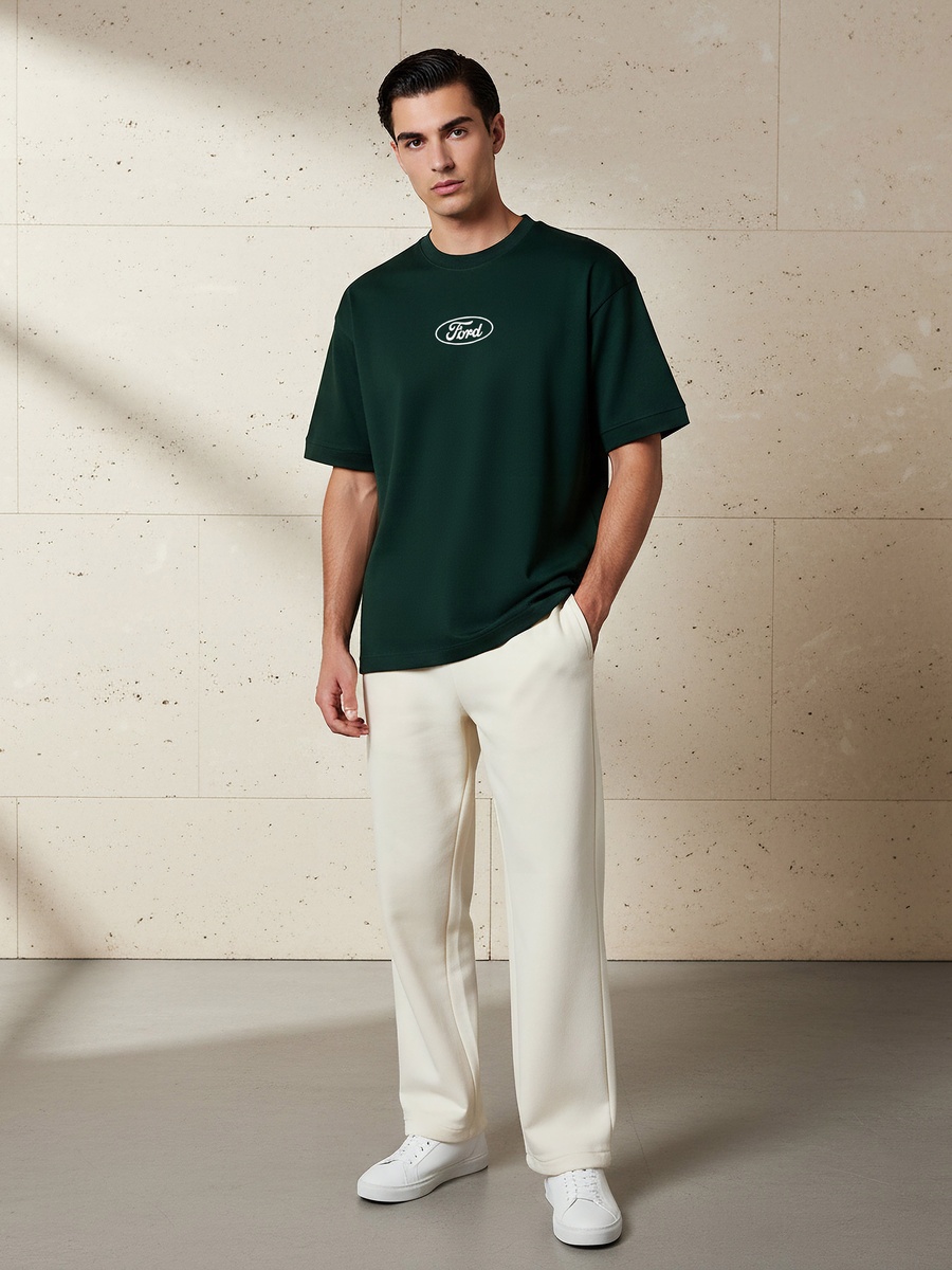 Men Regular Fit Crew Neck Short Sleeves Ford Bronco Print T-Shirt