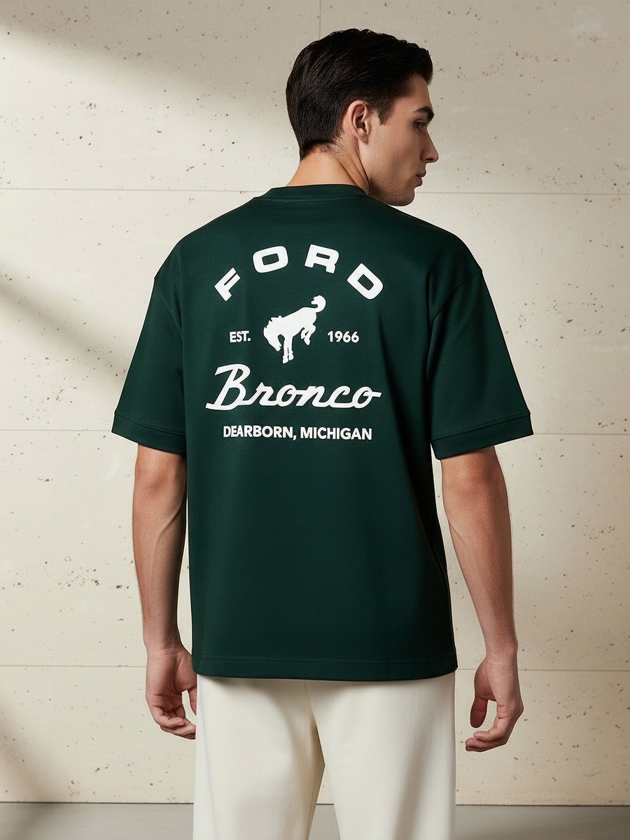 Men Regular Fit Crew Neck Short Sleeves Ford Bronco Print T-Shirt