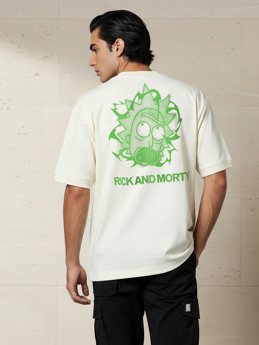 Men Regular Fit Crew Neck Short Sleeves Rick and Morty Print T-Shirt