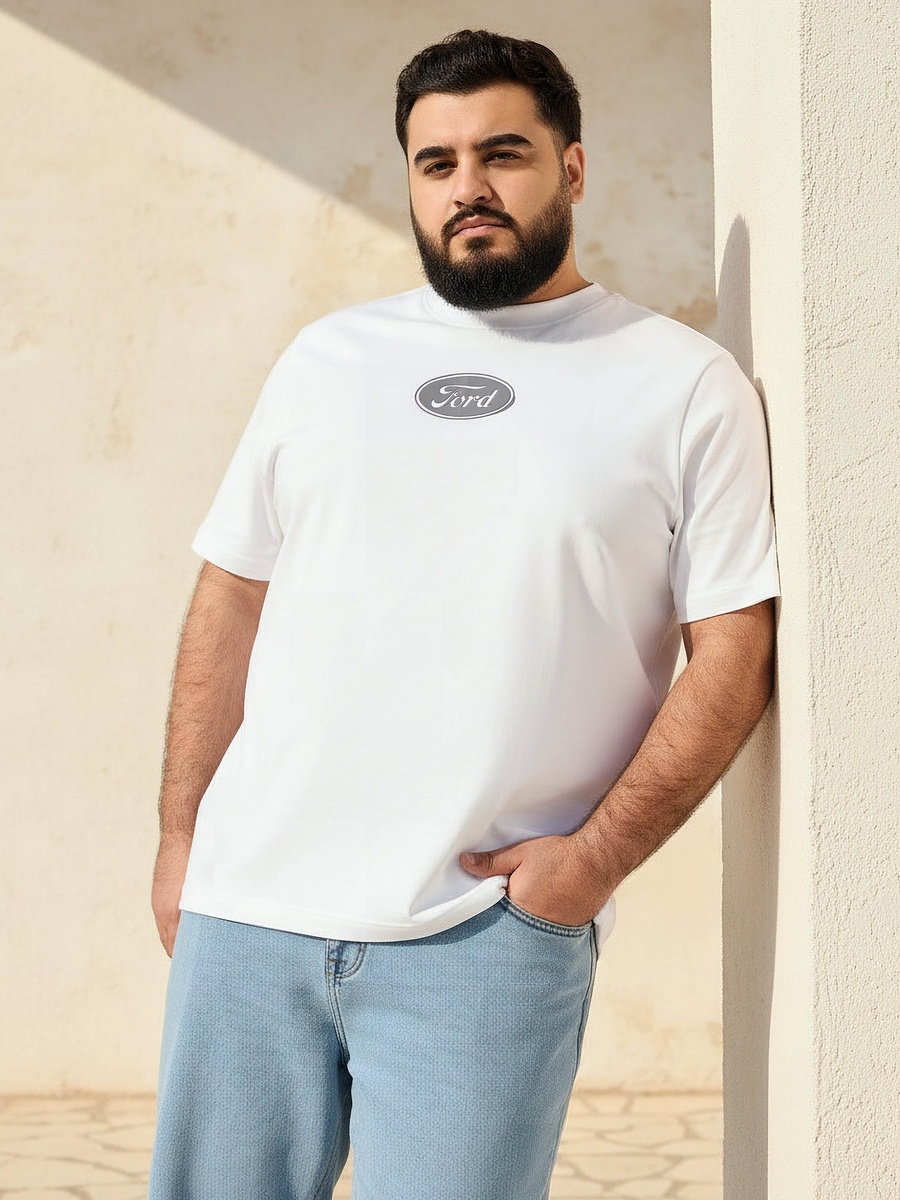 Men Regular Fit Crew Neck Short Sleeves Ford Mustang Print T-Shirt