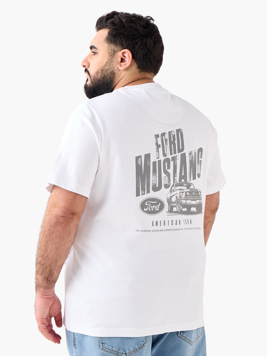 Men Regular Fit Crew Neck Short Sleeves Ford Mustang Print T-Shirt