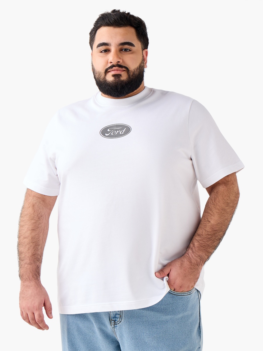Men Regular Fit Crew Neck Short Sleeves Ford Mustang Print T-Shirt