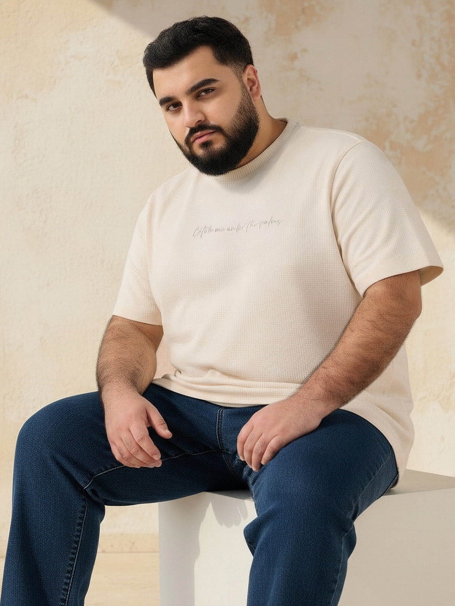 Men Crew Neck Short Sleeves Embroidered T-Shirt