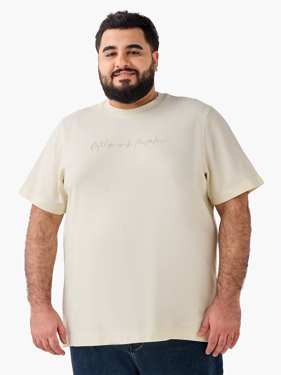 Men Crew Neck Short Sleeves Embroidered T-Shirt
