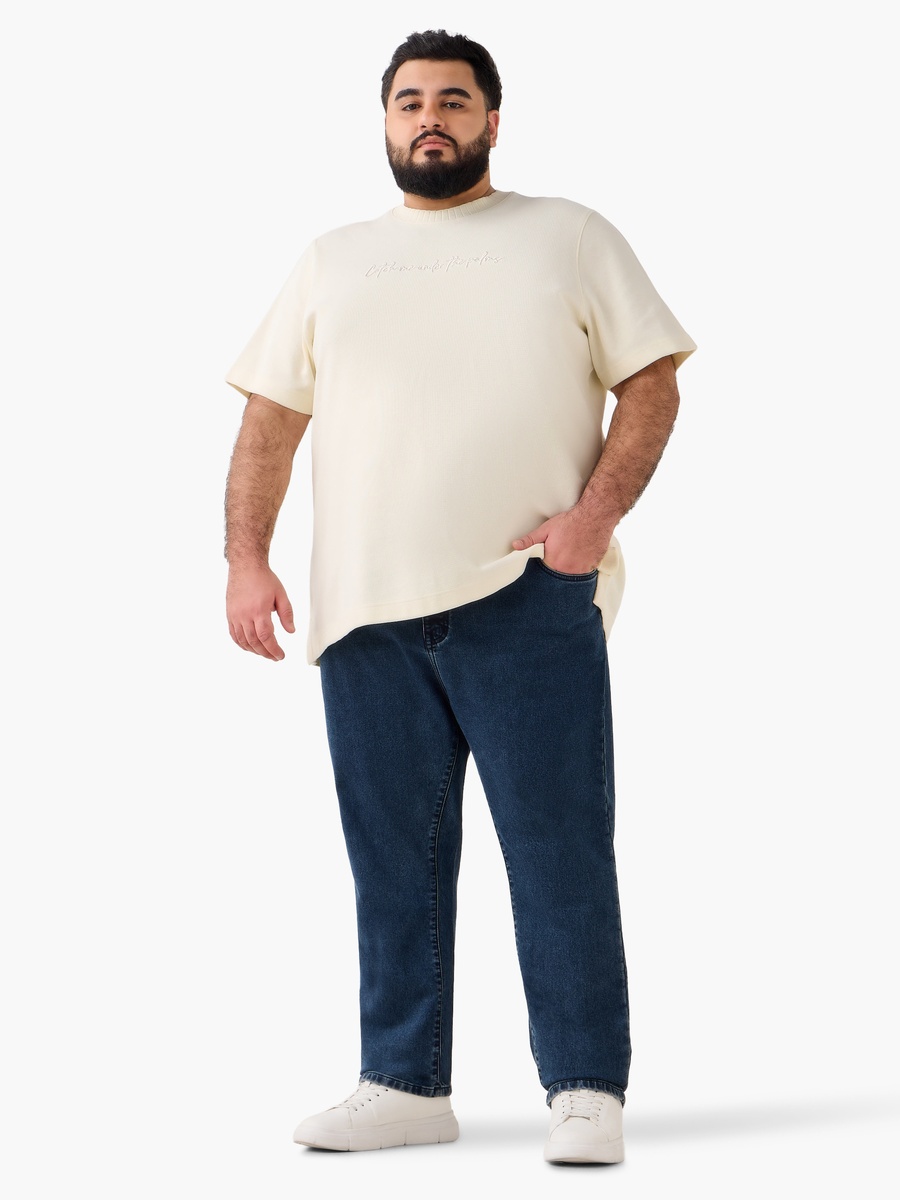 Men Crew Neck Short Sleeves Embroidered T-Shirt