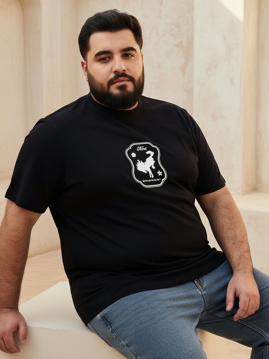 Men Regular Fit Crew Neck Short Sleeves Ford Bronco Print T-Shirt