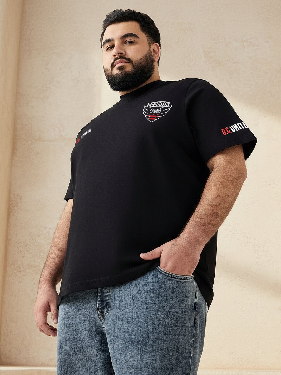 Men Regular Fit Crew Neck Short Sleeves D.C United Print T-Shirt
