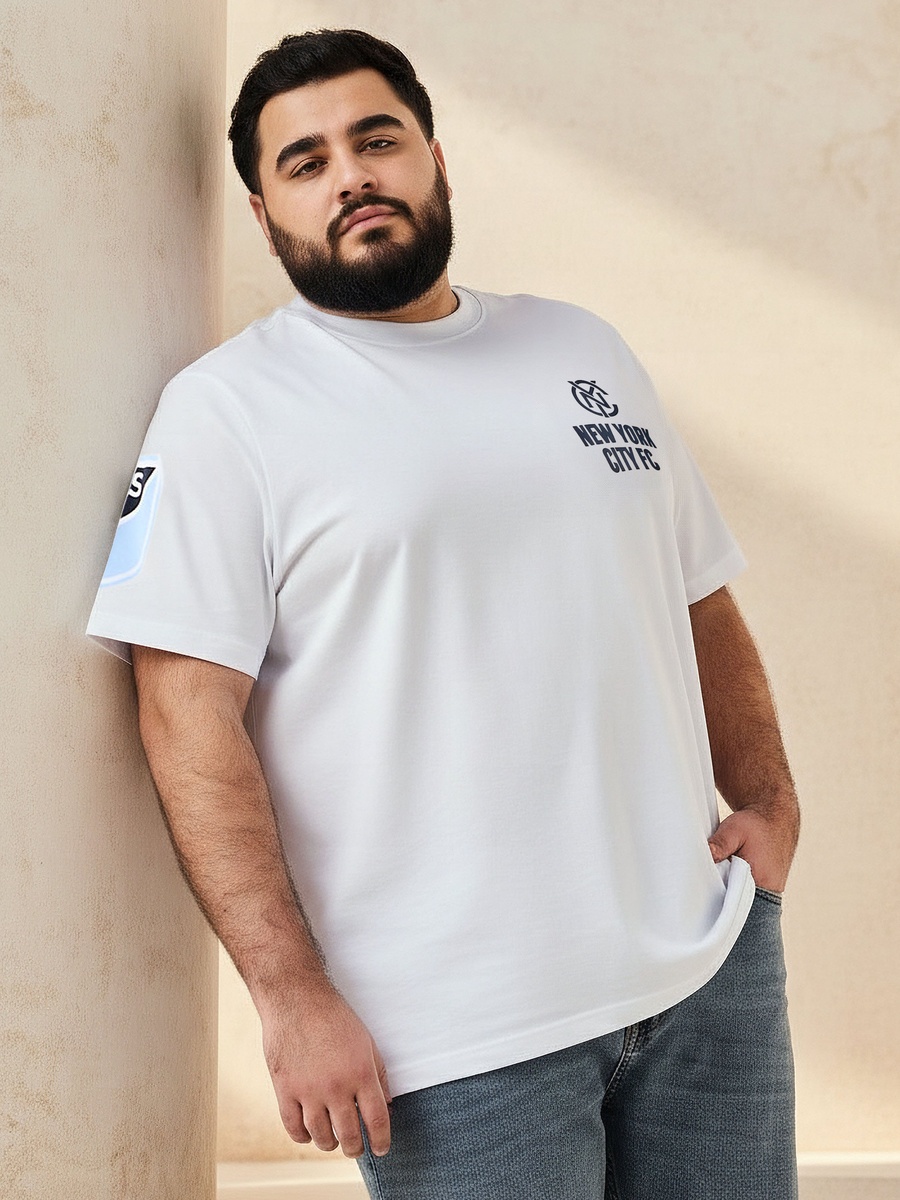Men Regular Fit Crew Neck Short Sleeves New York Football Club Print T-Shirt