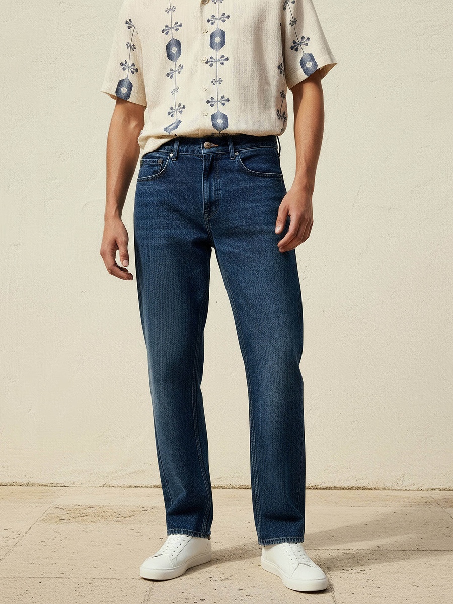 Men Straight Fit Mid-Rise Jeans