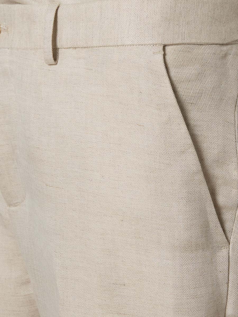 Men Slim Fit Linen Blend Formal Trousers
