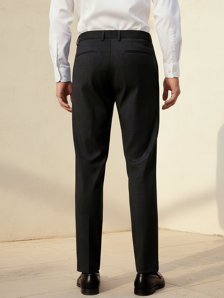 Men Regular Fit Dobby Formal Trousers