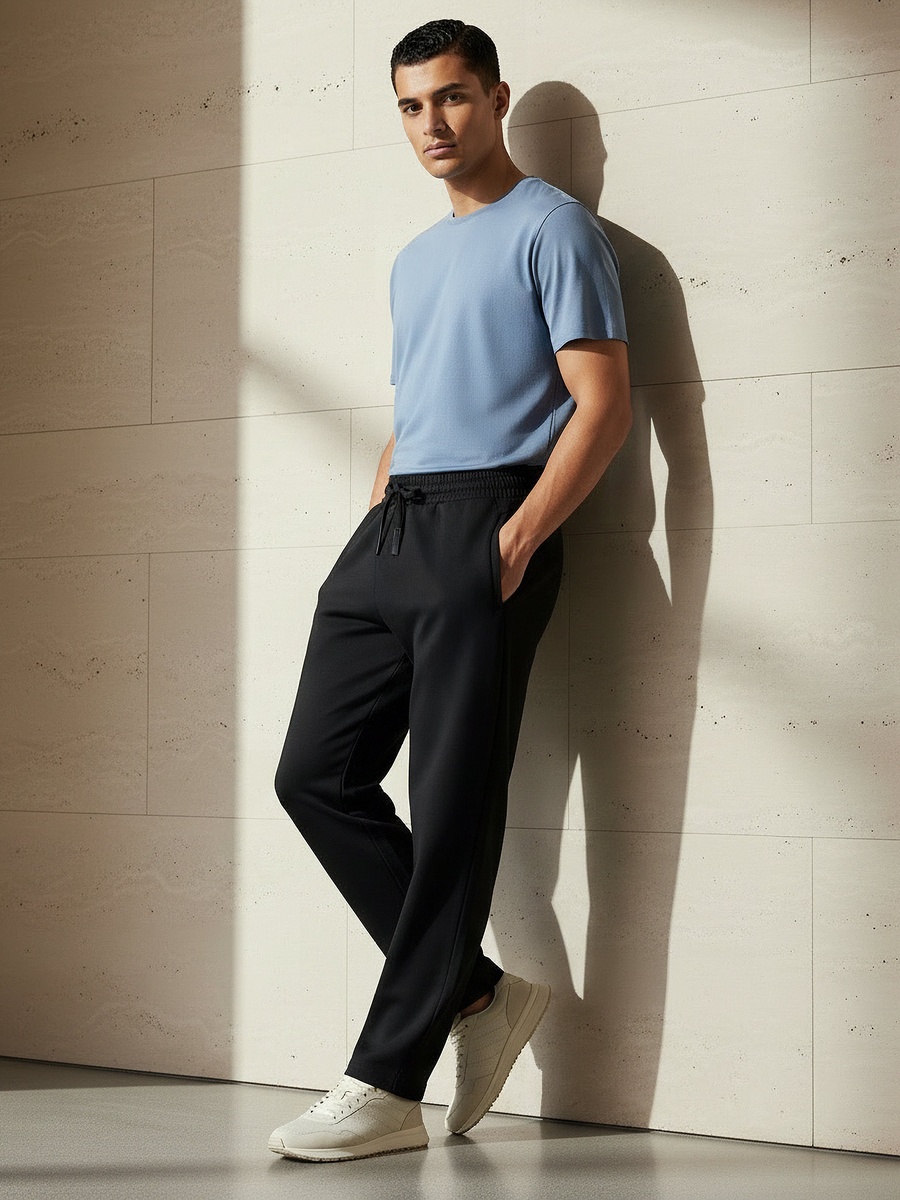 Men Regular Fit Joggers with 2 Way Stretch