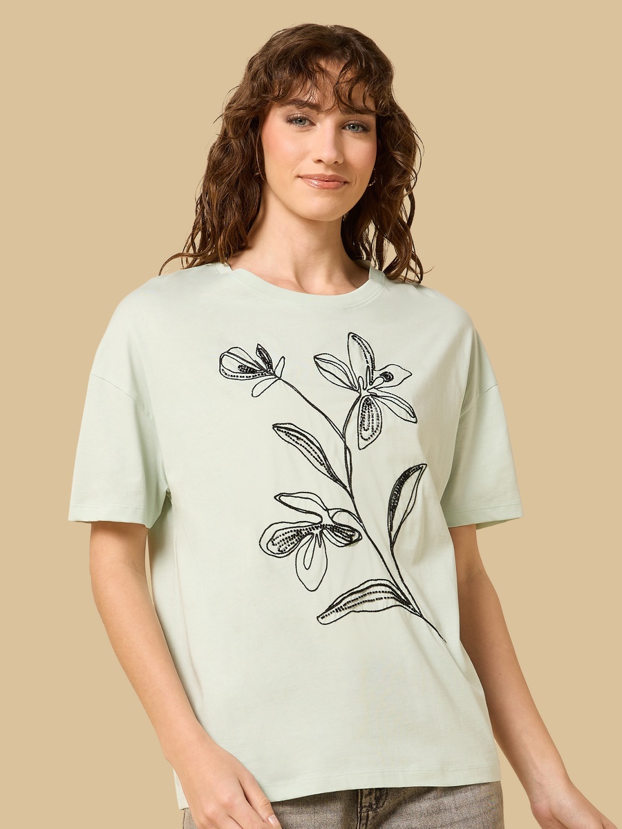 Floral Embellished T-Shirt