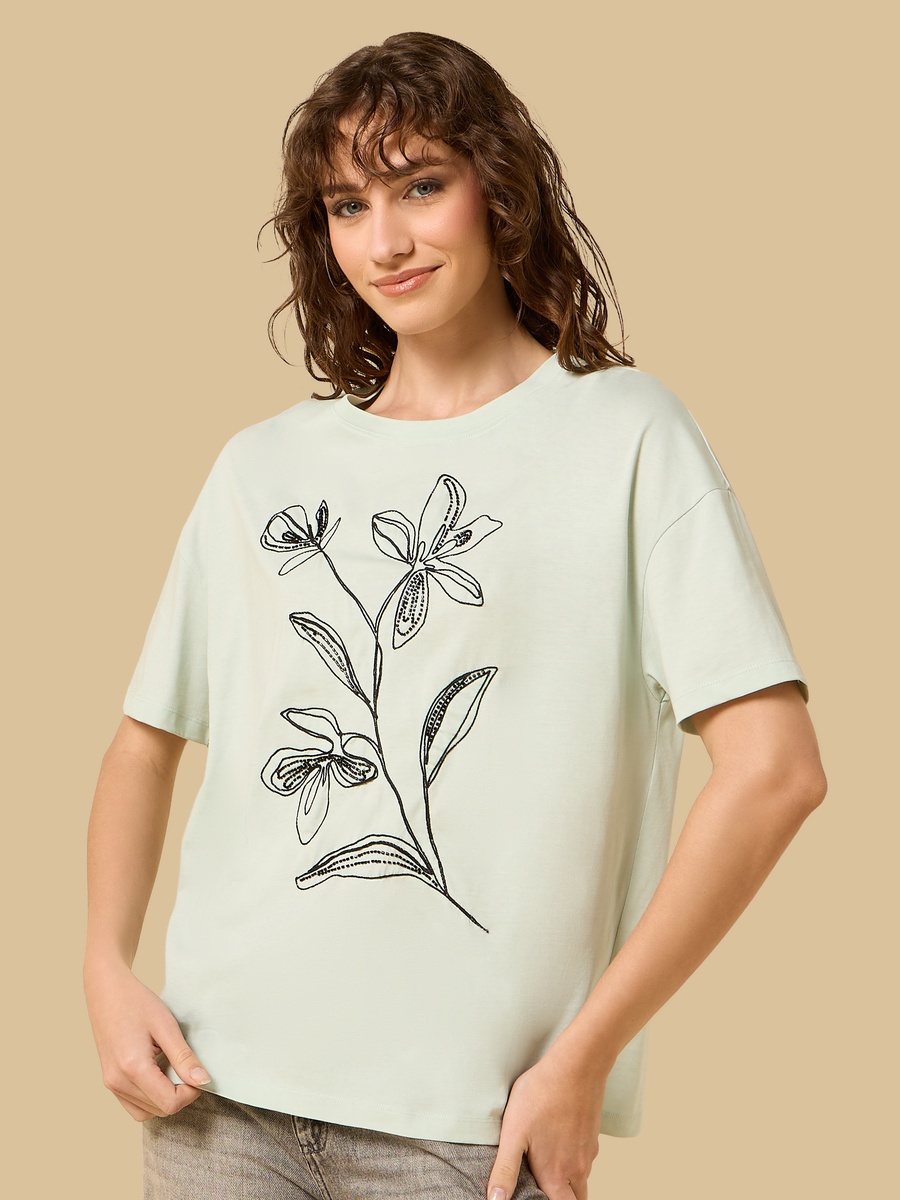 Floral Embellished T-Shirt