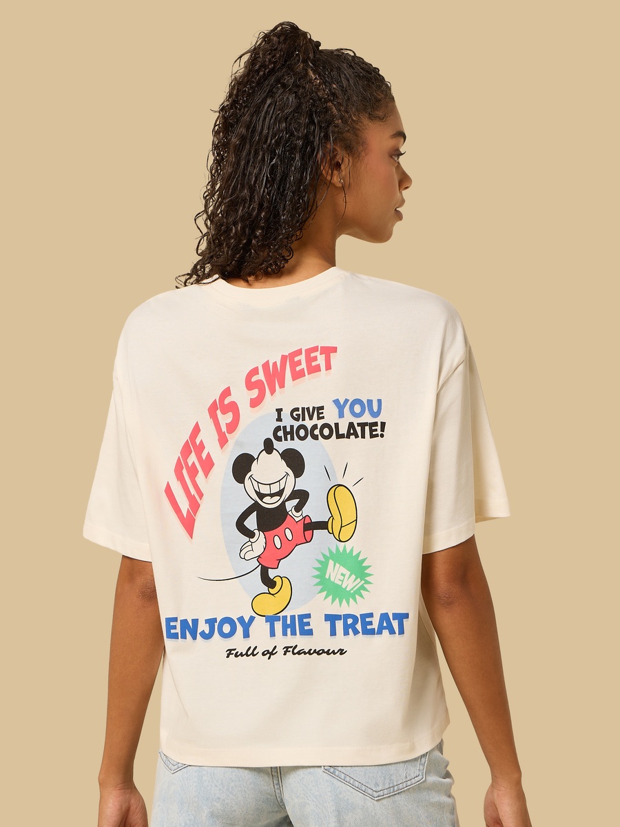 Mickey Mouse Print Boxy T-Shirt
