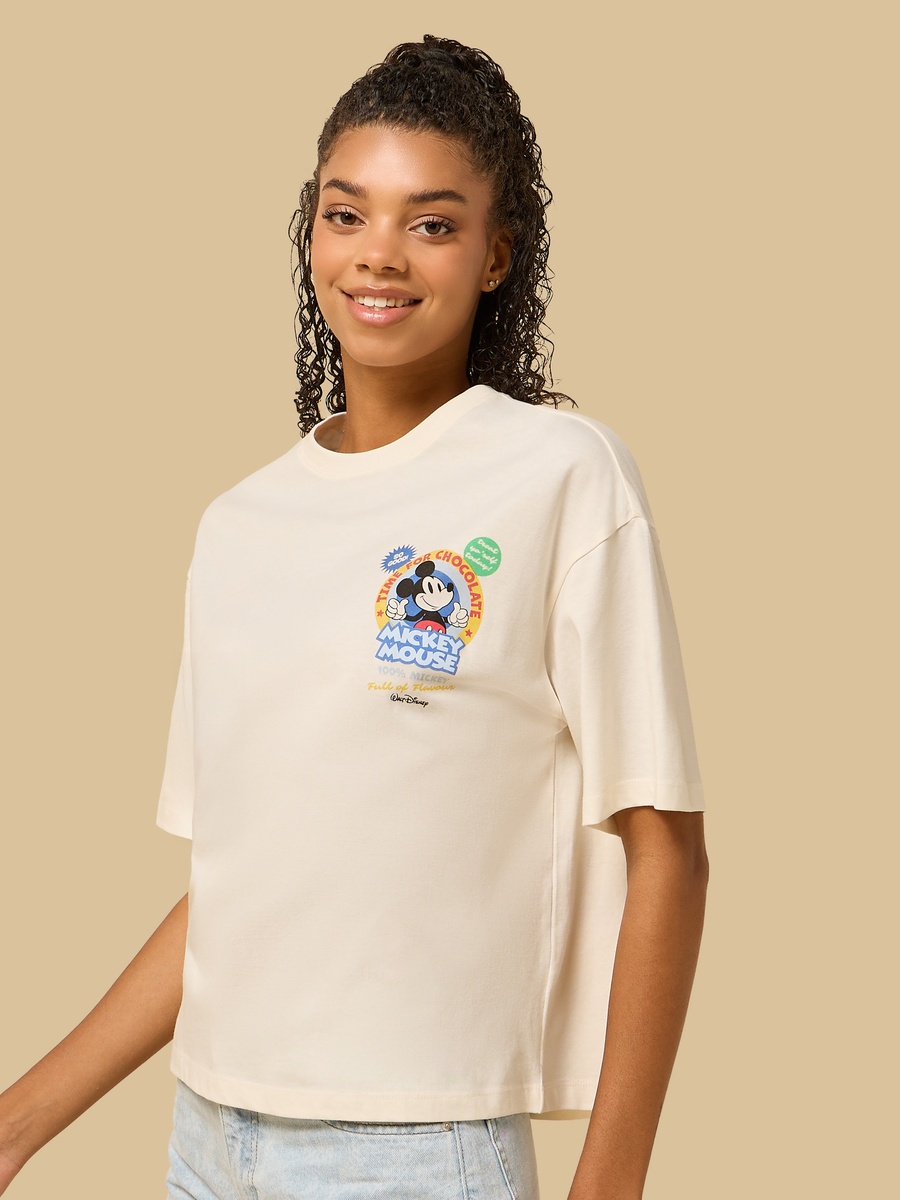 Mickey Mouse Print Boxy T-Shirt