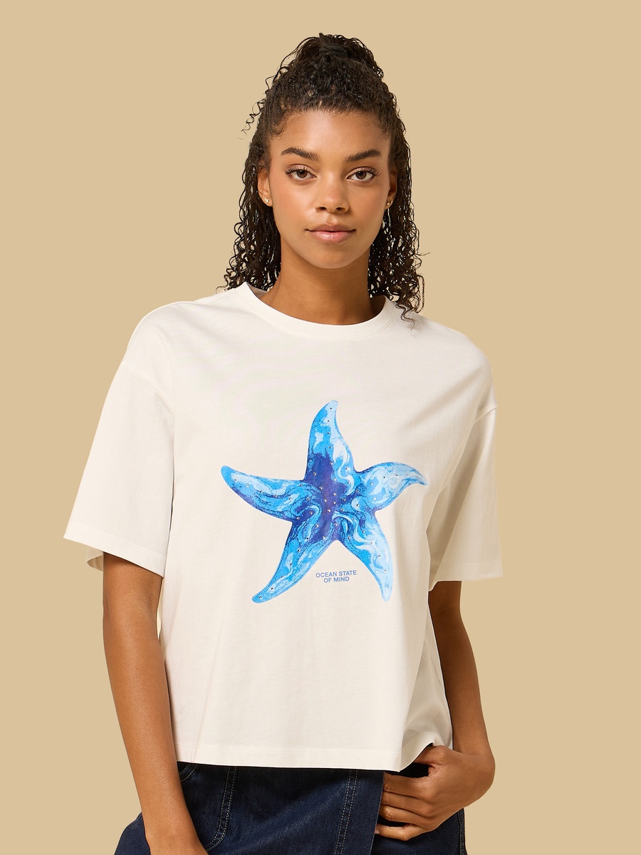 Star Fish Print Boxy T-Shirt