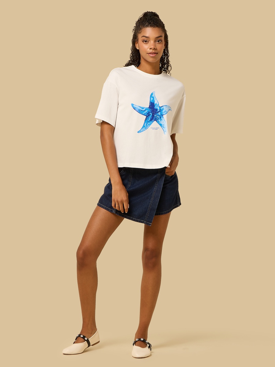 Star Fish Print Boxy T-Shirt