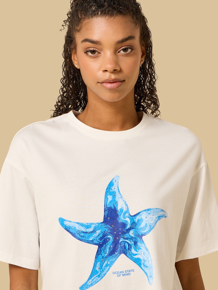 Star Fish Print Boxy T-Shirt