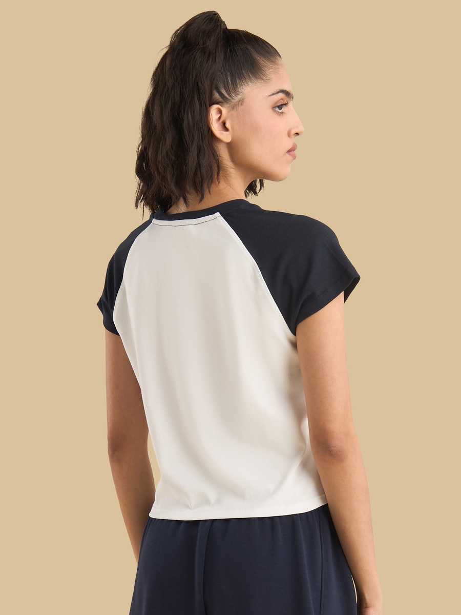 Printed Ringer T-Shirt with Raglan Sleeves