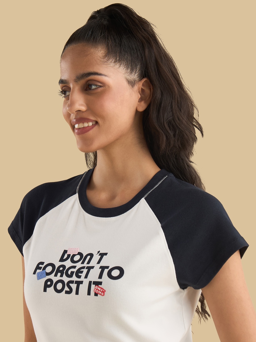 Printed Ringer T-Shirt with Raglan Sleeves