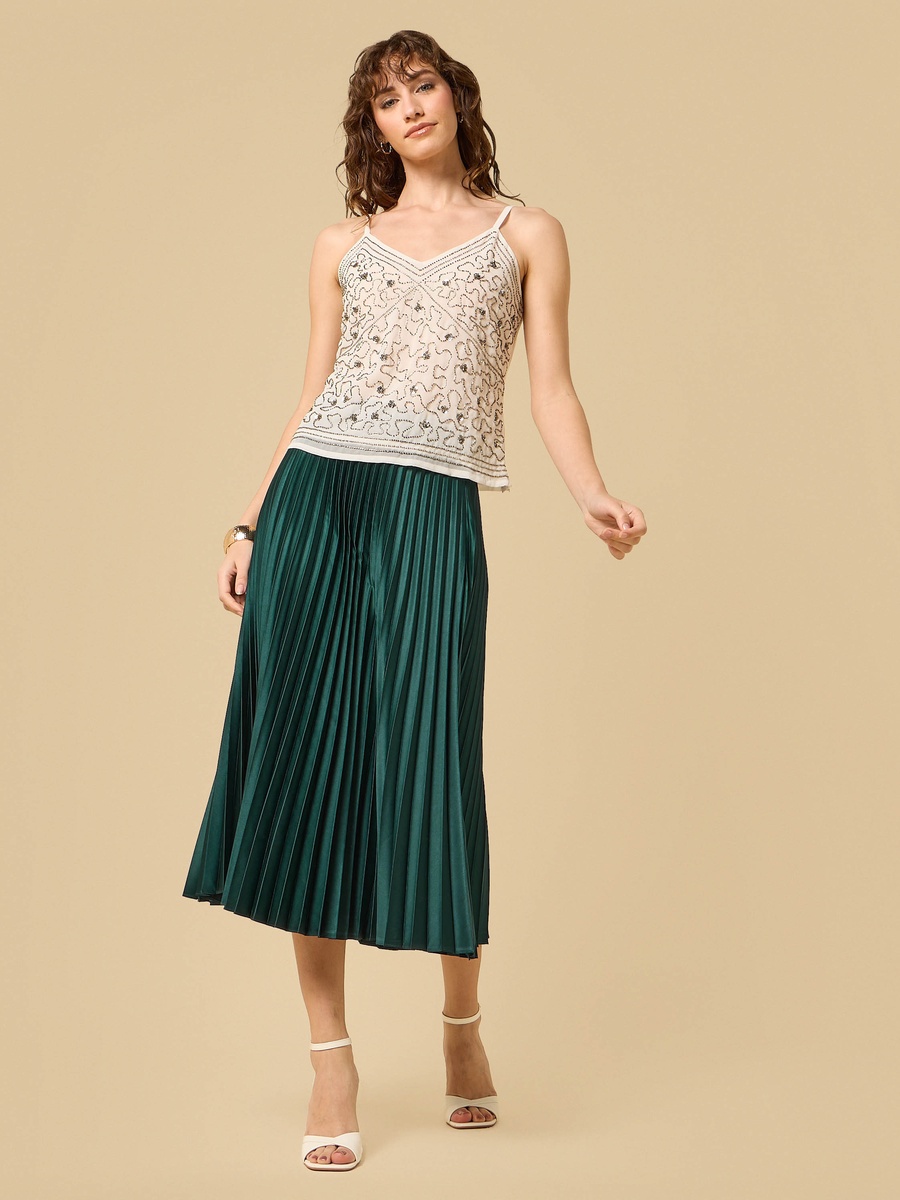 Pleated A-Line Skirt