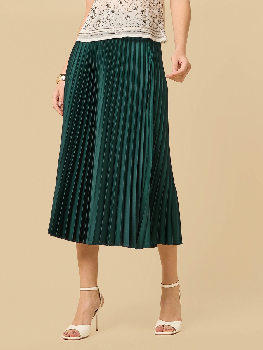 Pleated A-Line Skirt
