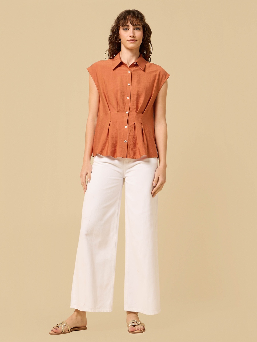 Pintuck Detail Peplum Shirt
