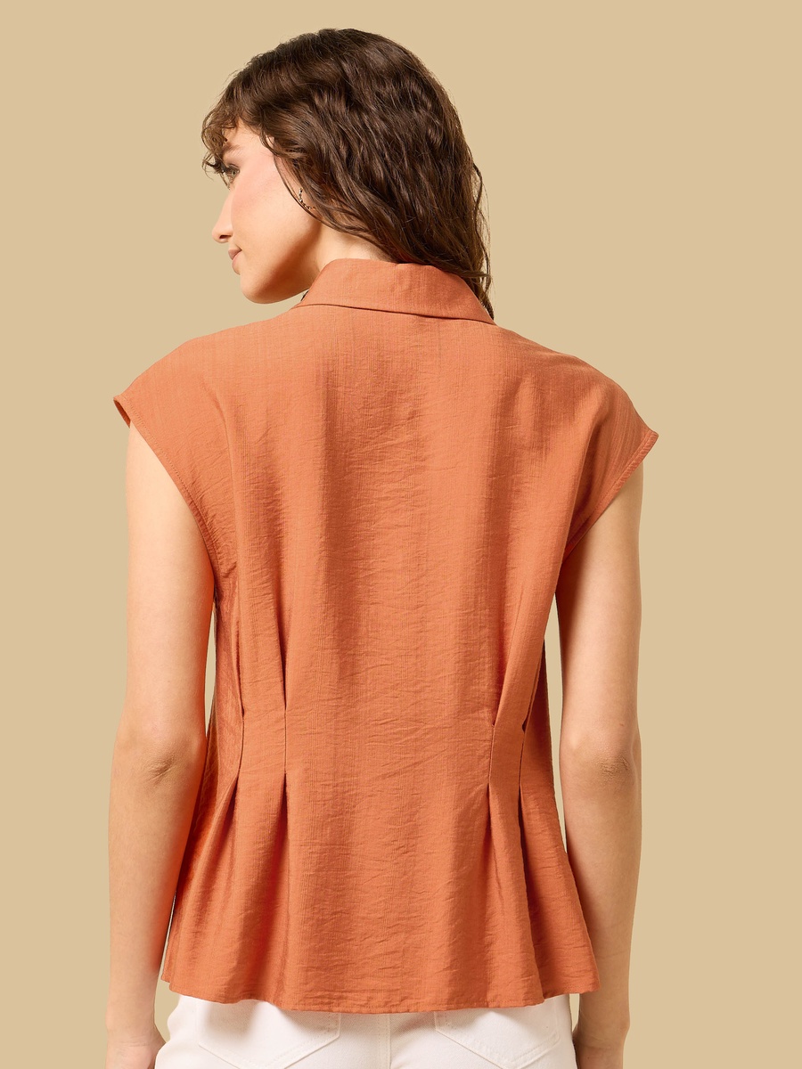 Pintuck Detail Peplum Shirt