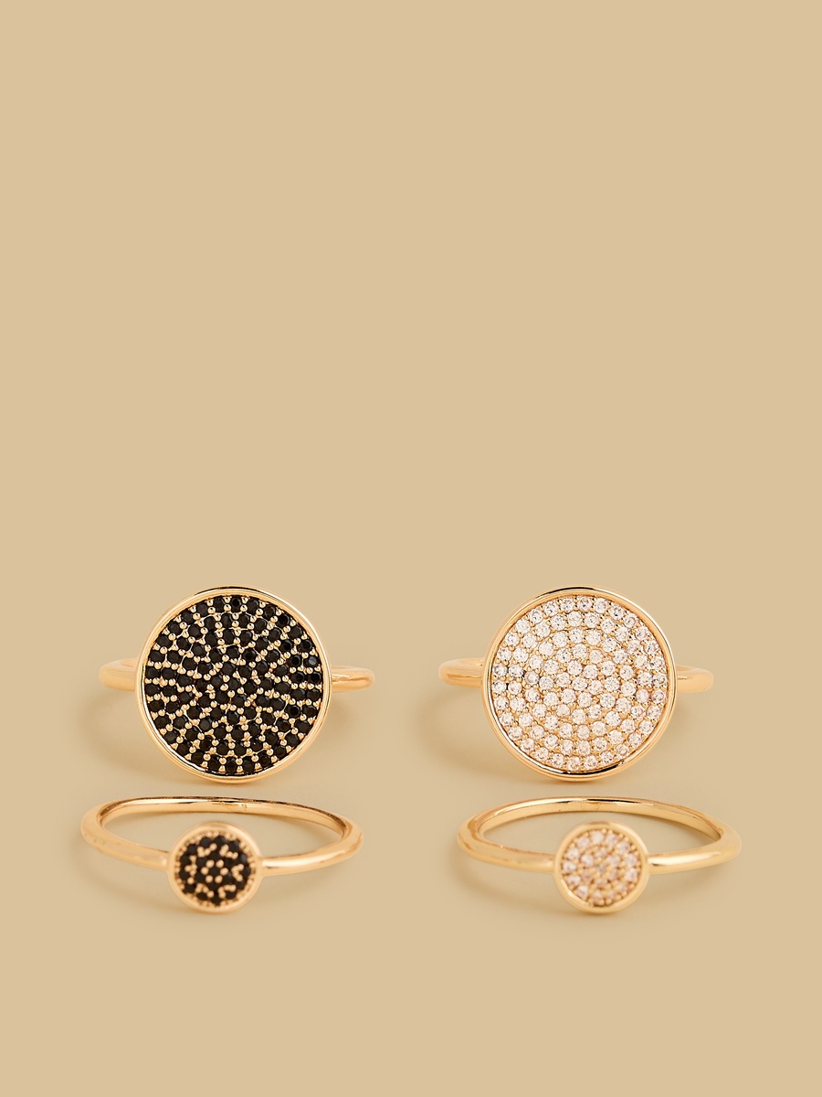 Pack of 4 - Embellished Metallic Ring