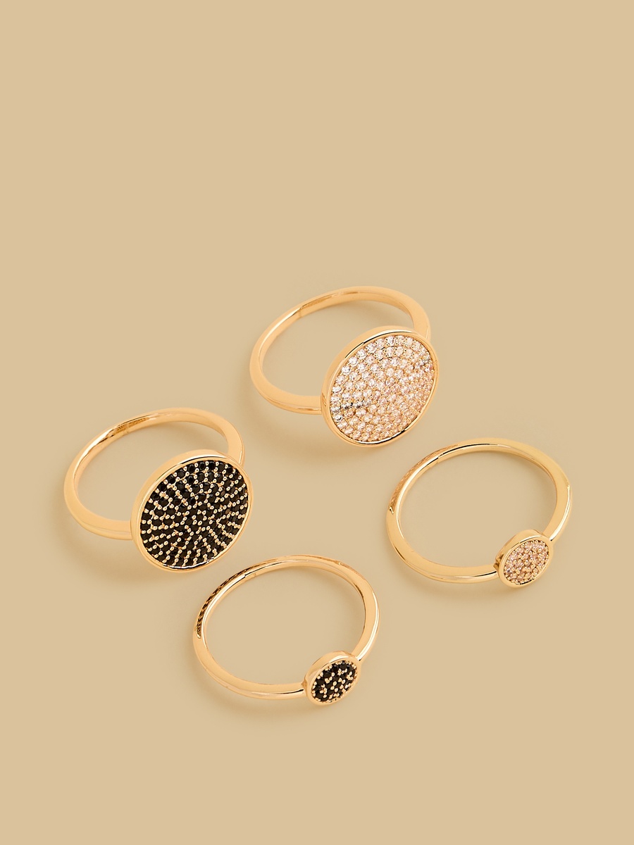 Pack of 4 - Embellished Metallic Ring
