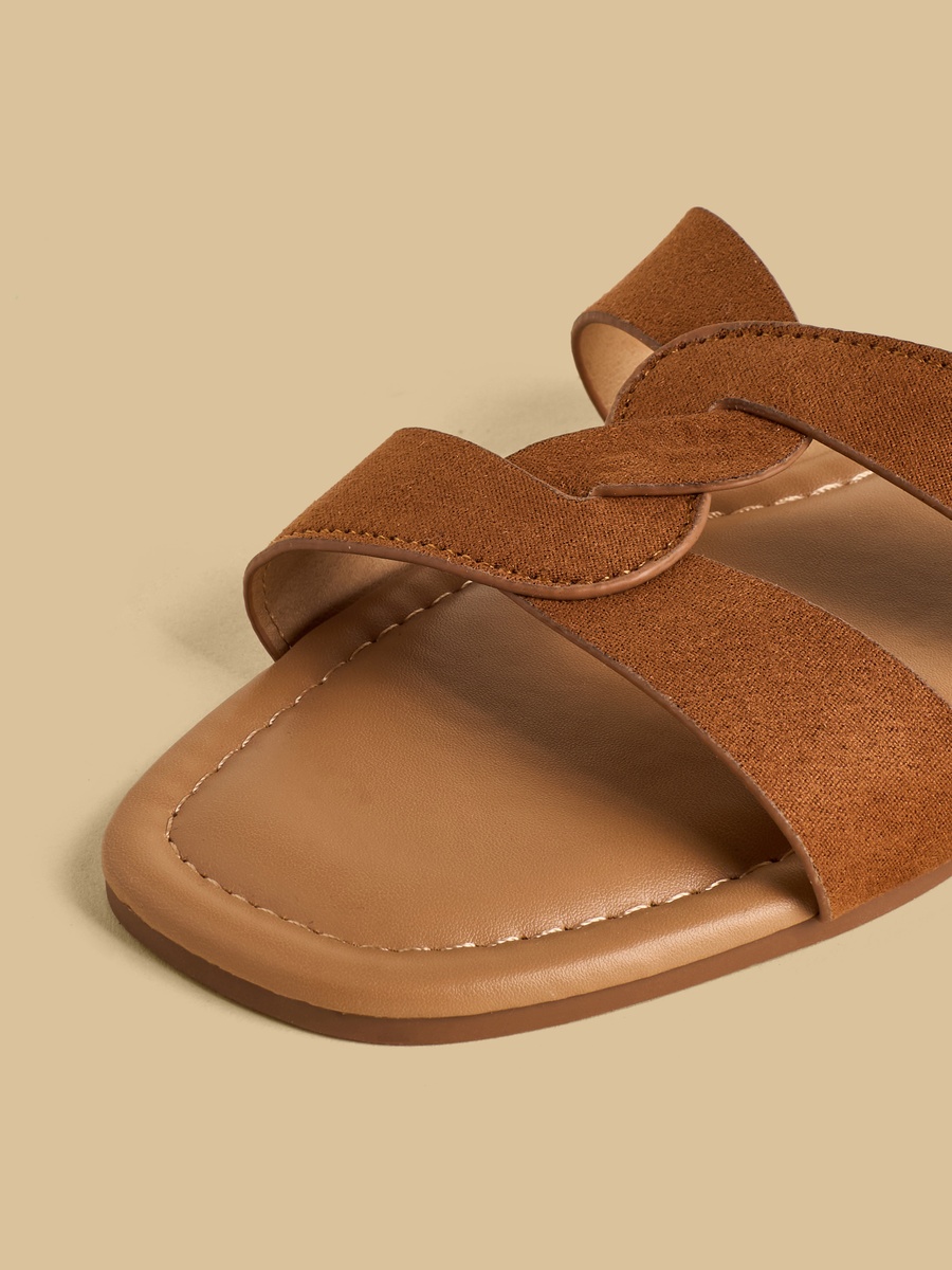 Cross Strap Slip-On Sandals