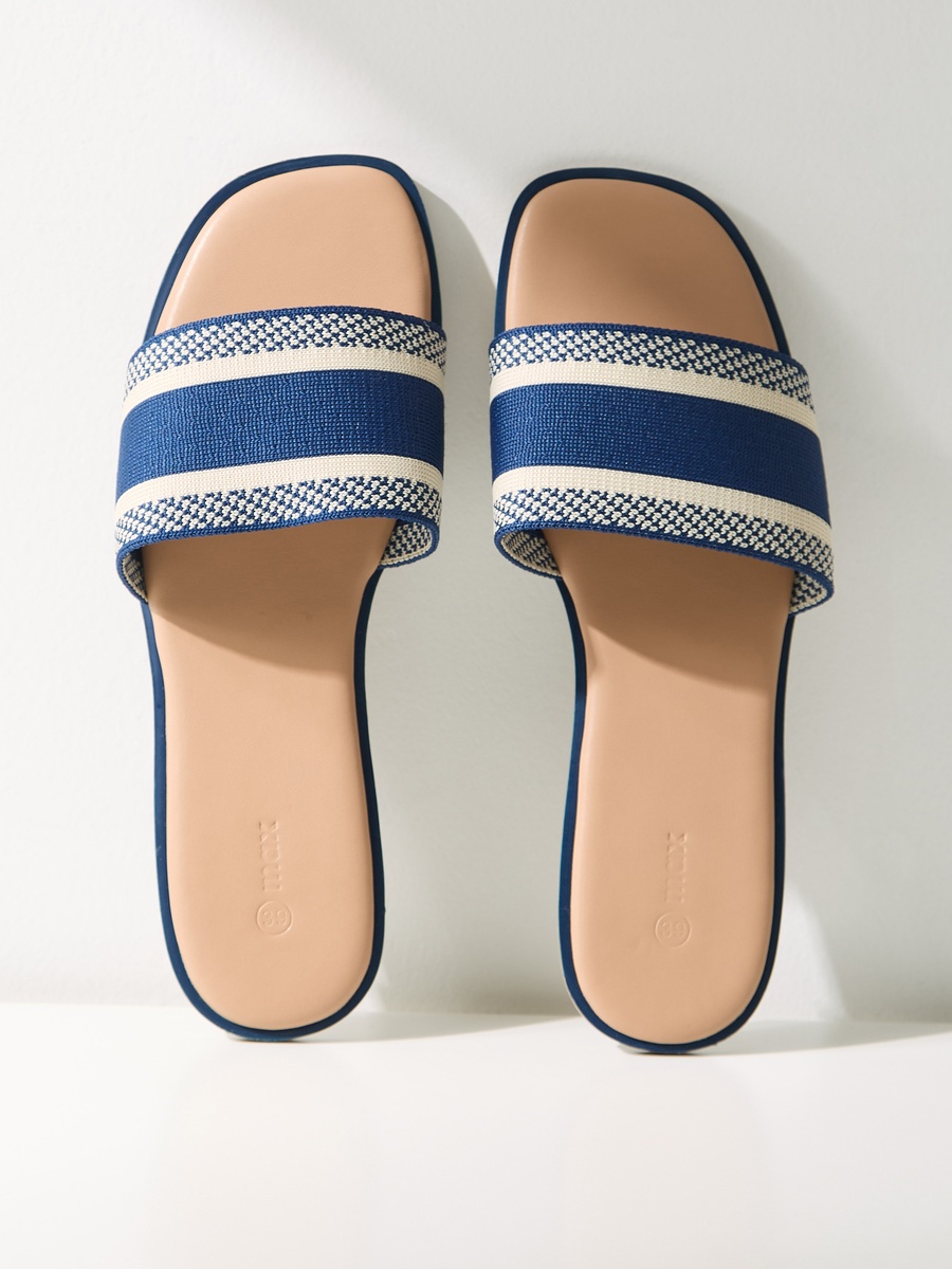 Striped Slip-On Flat Sandals