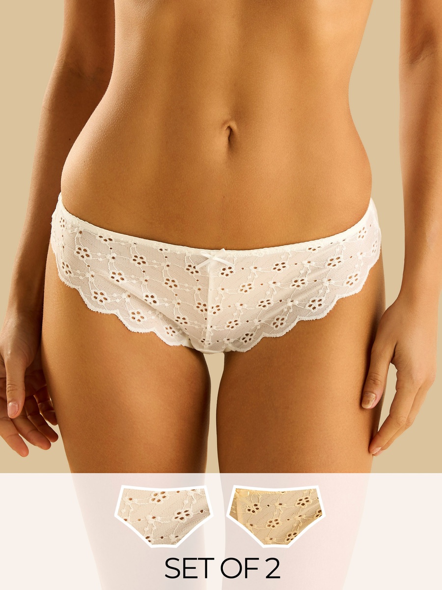 Pack of 2 - Schiffli Textured Brazillian Briefs