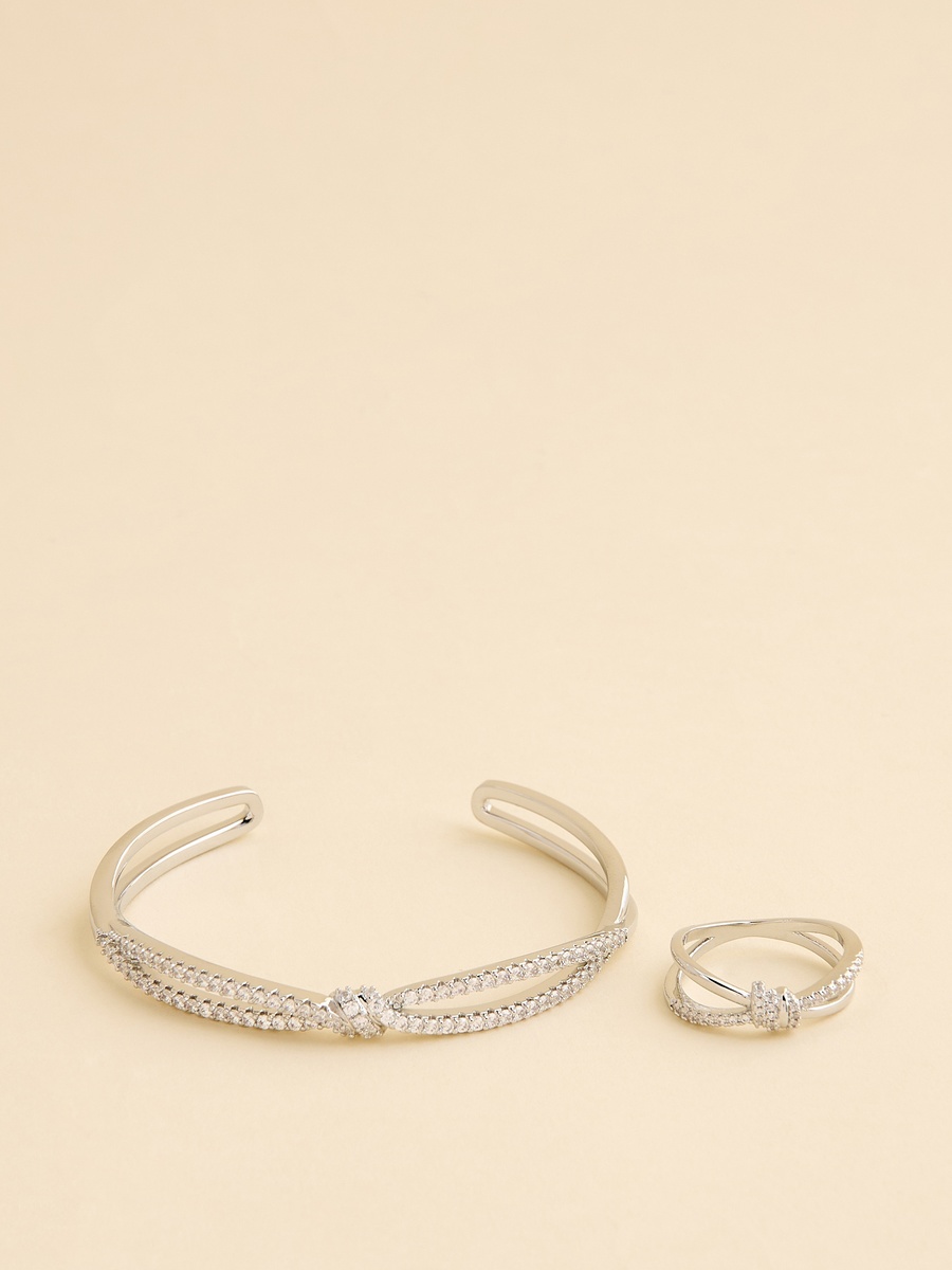 Embellished Cuff Bracelet and Ring Set