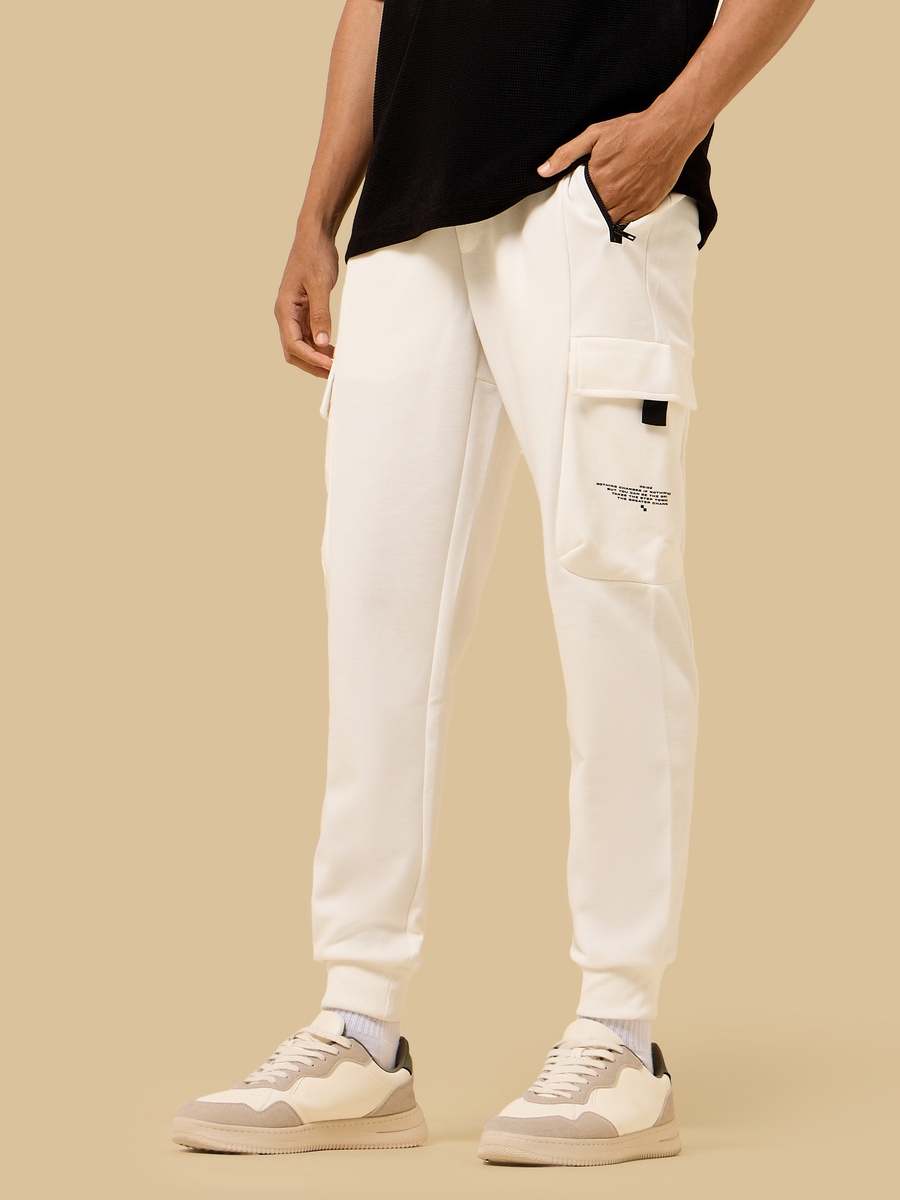 Slogan Print Relaxed Fit Utility Joggers