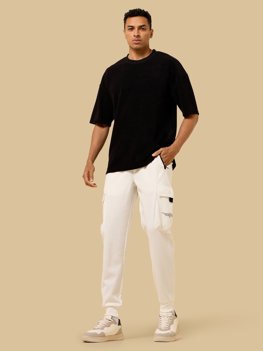 Slogan Print Relaxed Fit Utility Joggers
