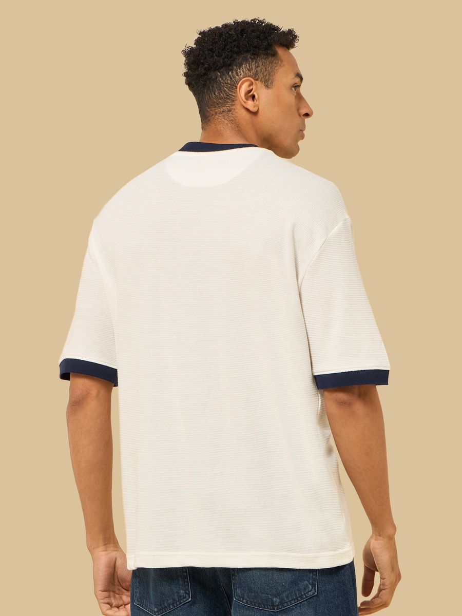 Embroidered Relaxed Fit V Neck T-Shirt