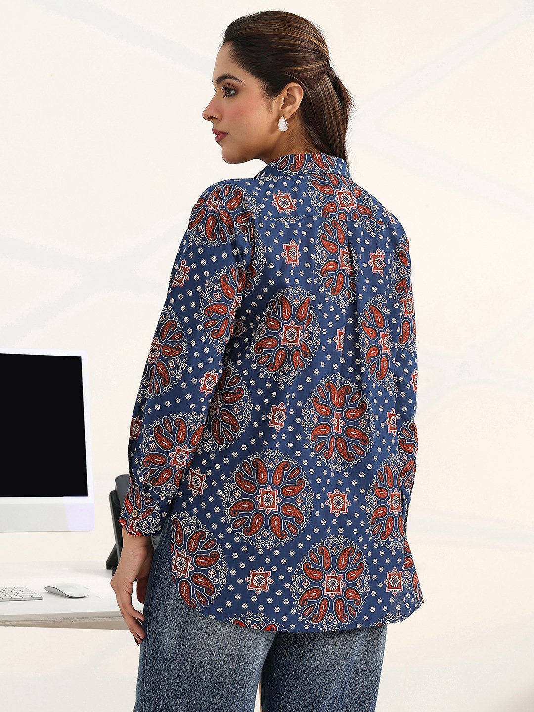 Blue Printed Cotton Shirts