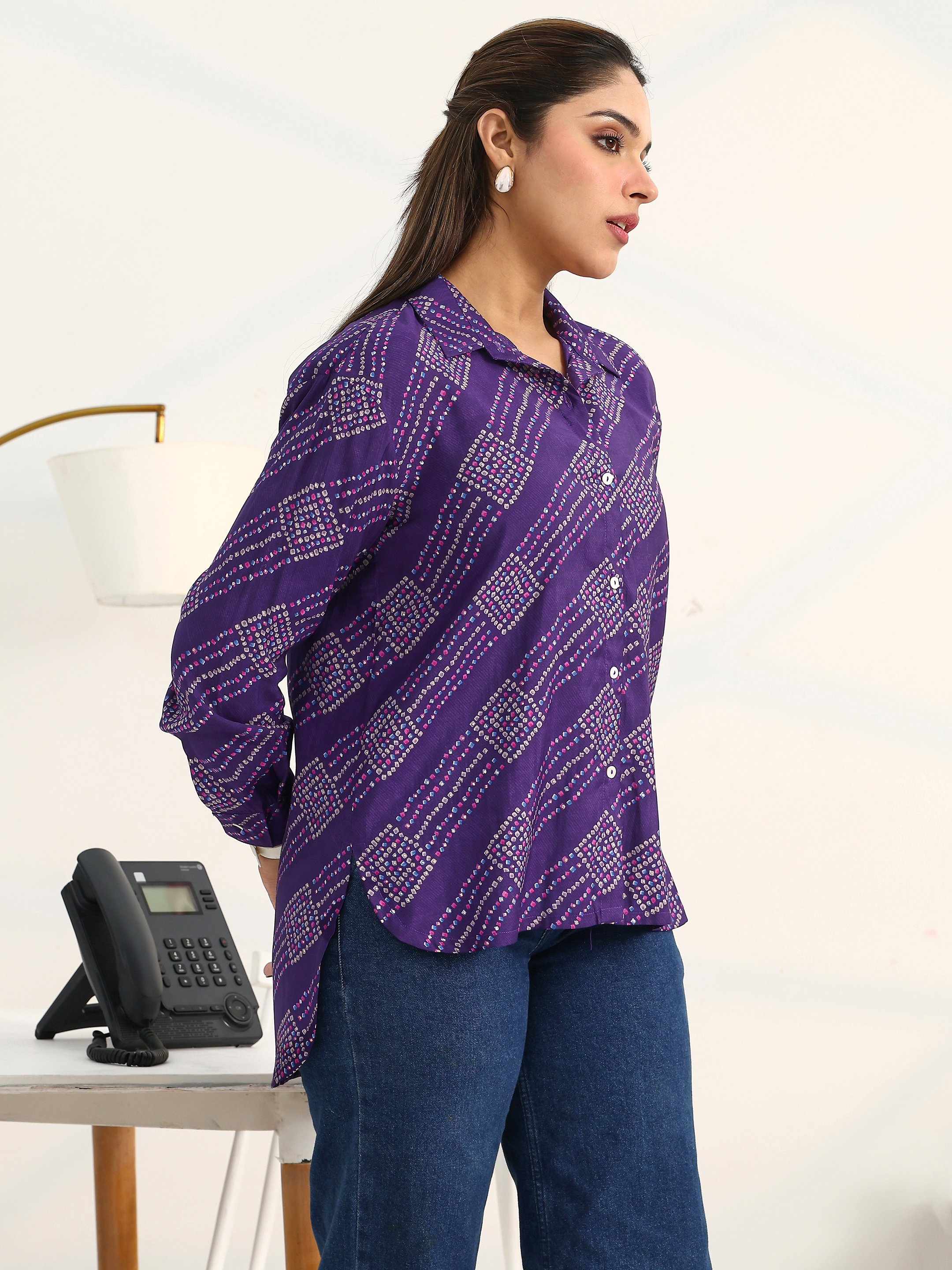 Purple Printed Cotton Shirts