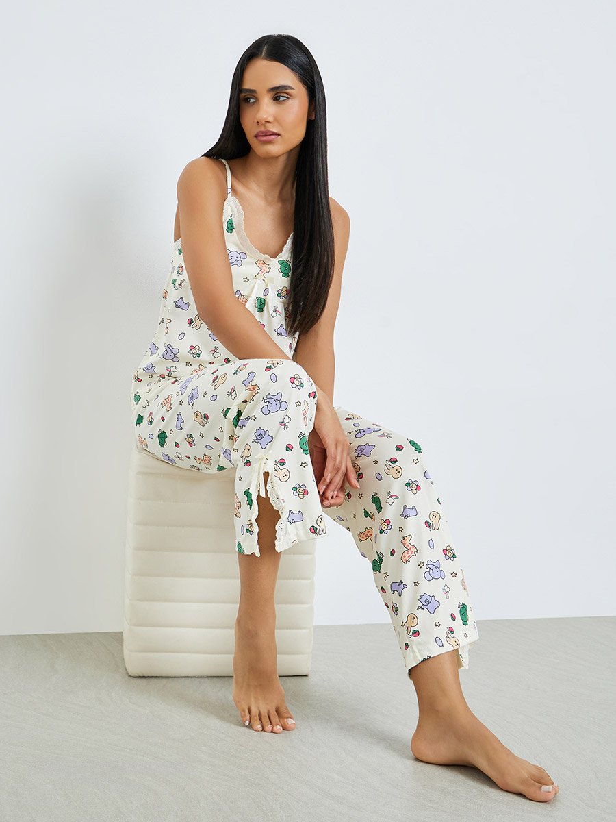 Animal Graphic Print Cami and Pyjama Set