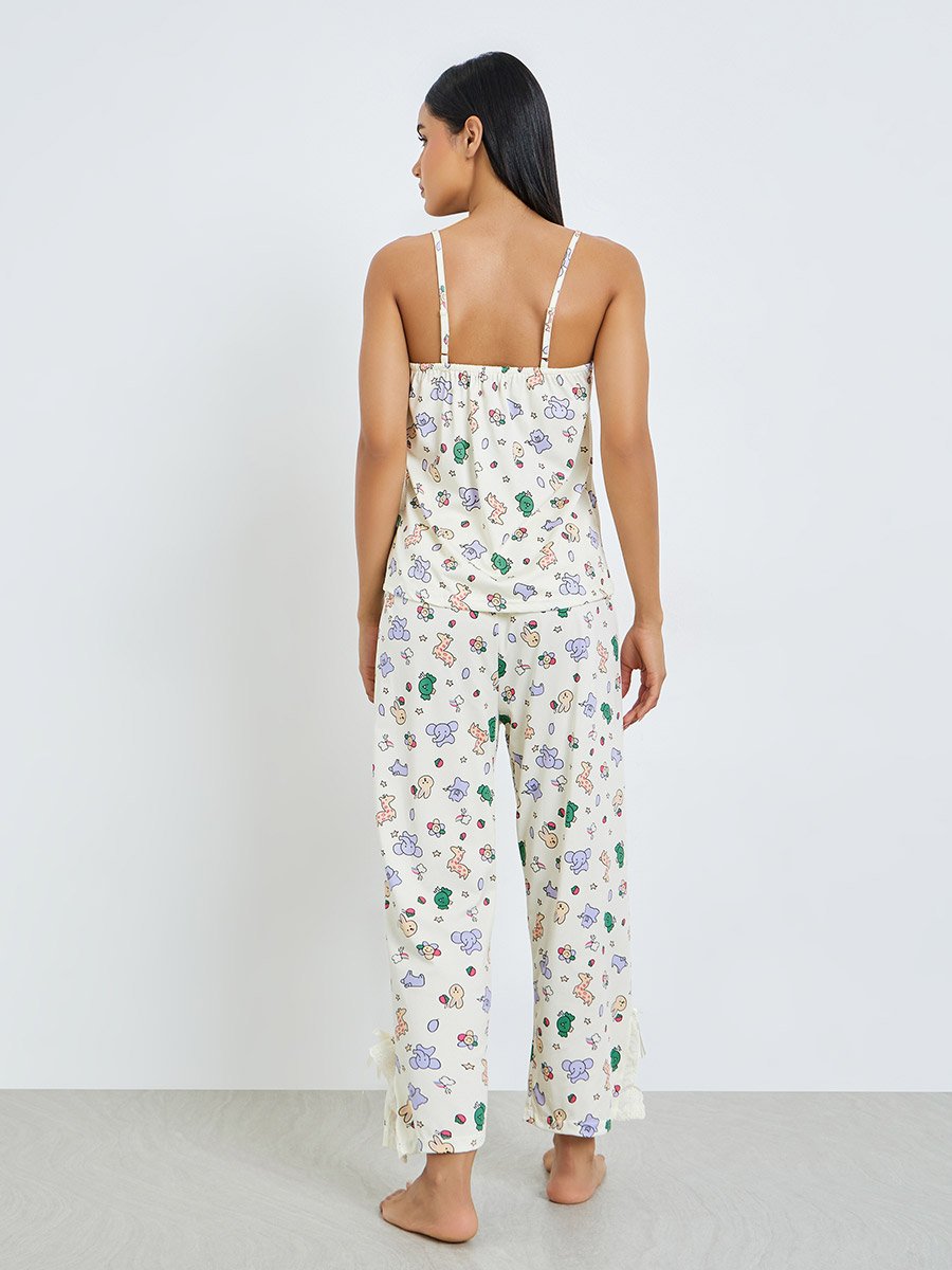 Animal Graphic Print Cami and Pyjama Set