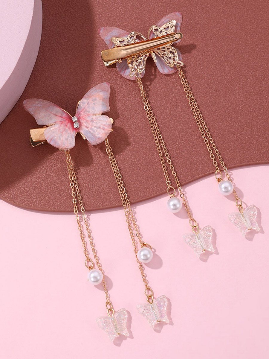 Pack of 2 - Pink Butterfly Hair Clips