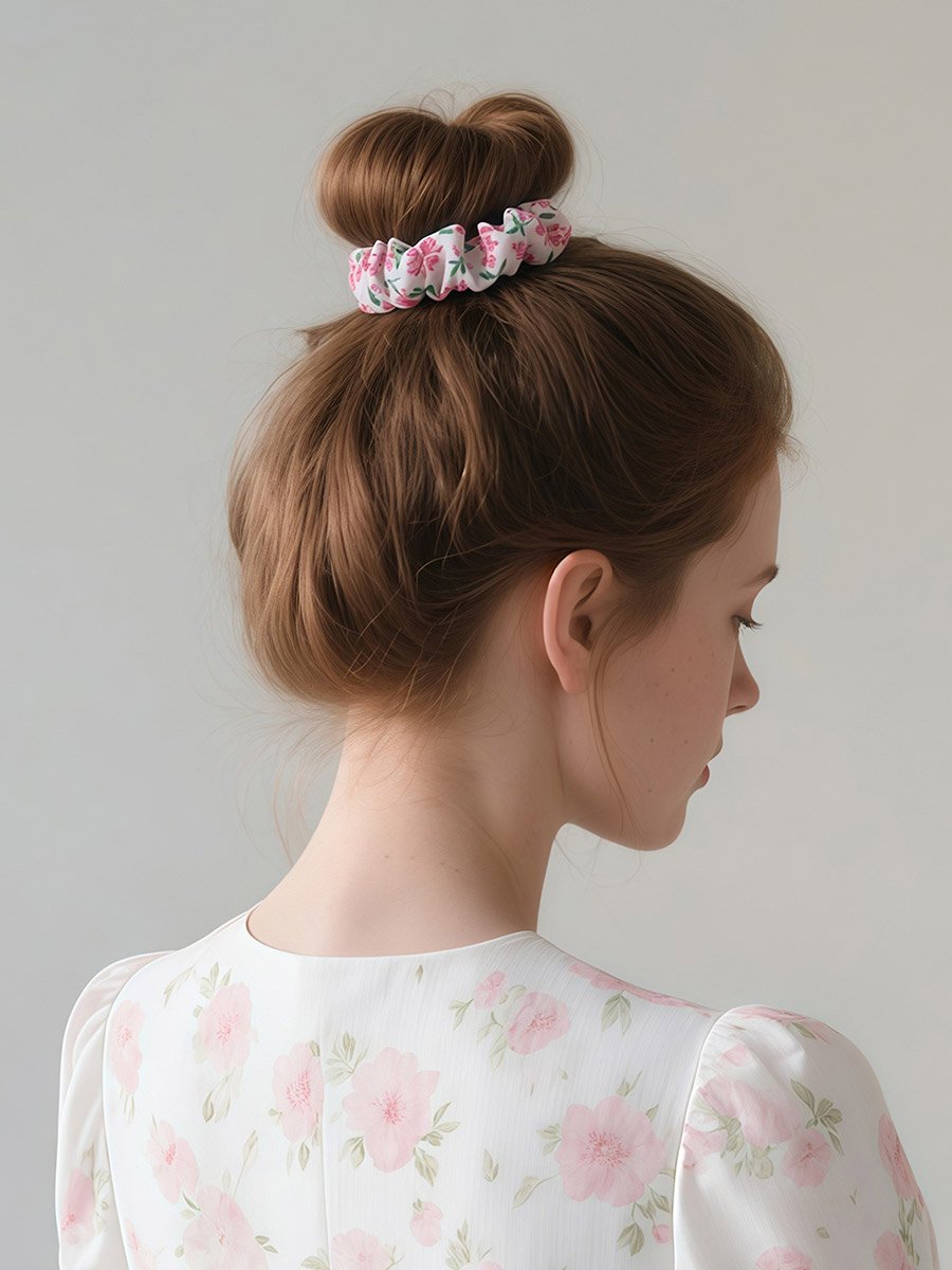 Pack of 2 - Pink Floral Hair Scrunchie