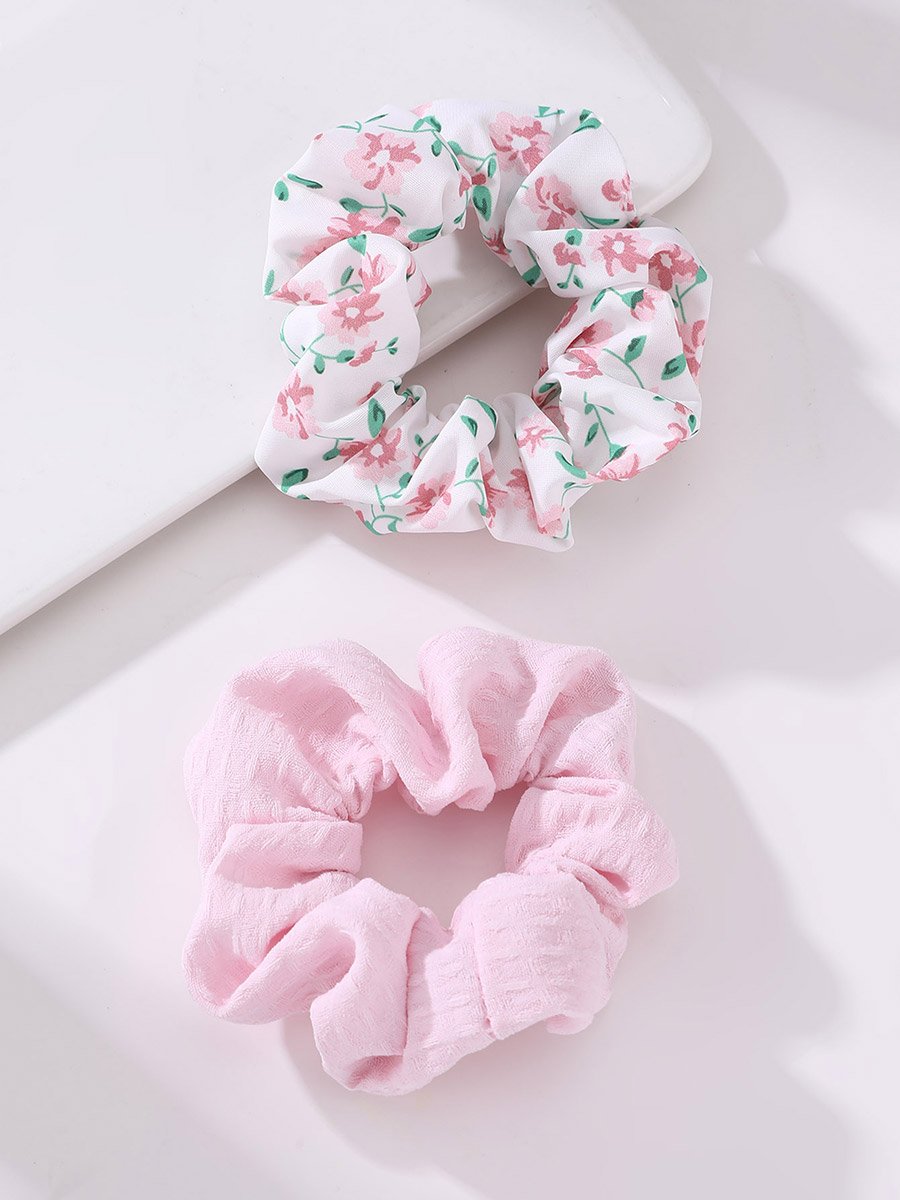 Pack of 2 - Pink Floral Hair Scrunchie