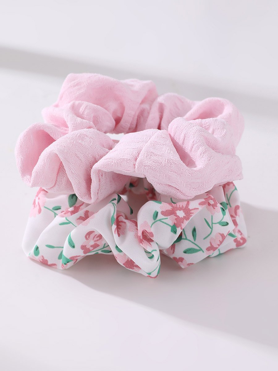 Pack of 2 - Pink Floral Hair Scrunchie