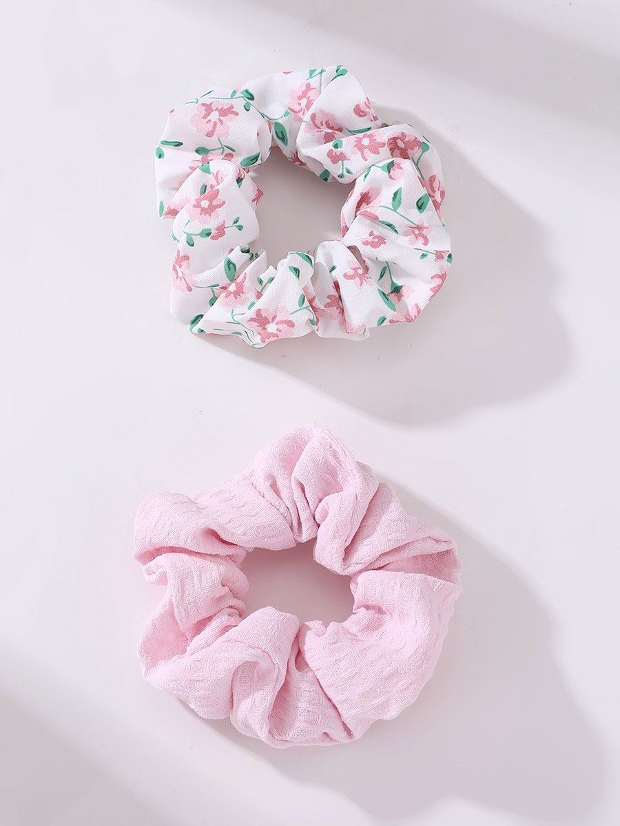 Pack of 2 - Pink Floral Hair Scrunchie